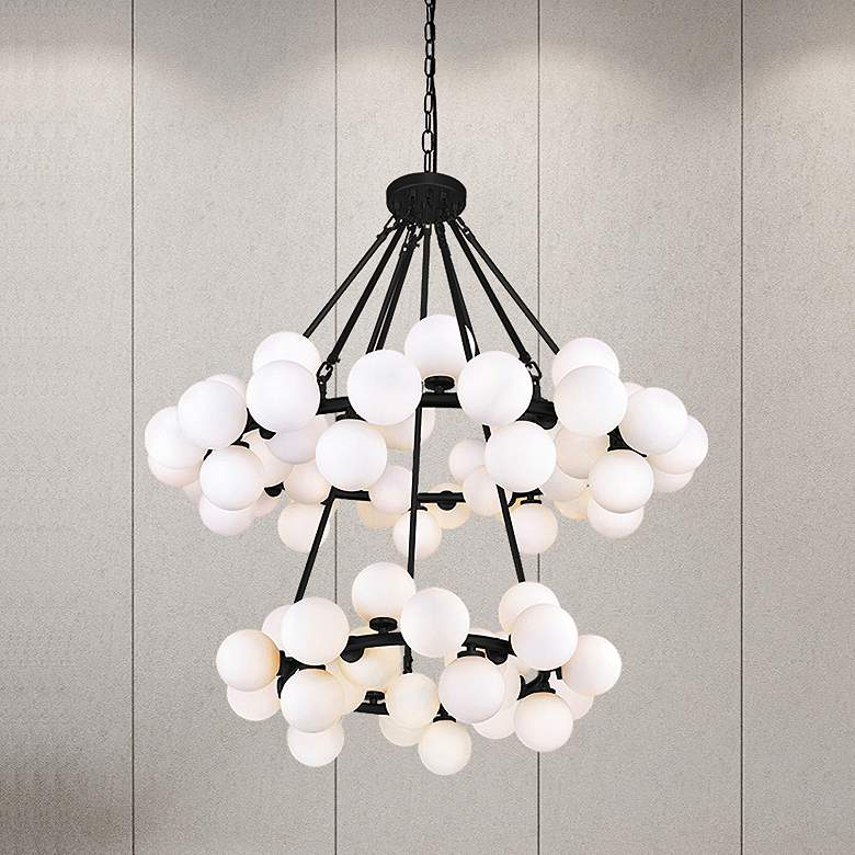 Image 1 Arya 39" Wide Black 70-Light 2-Tier Chandelier