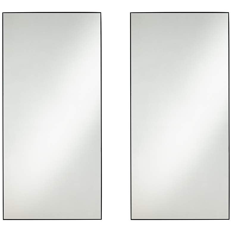 Image 1 Aryn Matte Black 20" x 42 1/4" Rectangular Wall Mirrors Set of 2