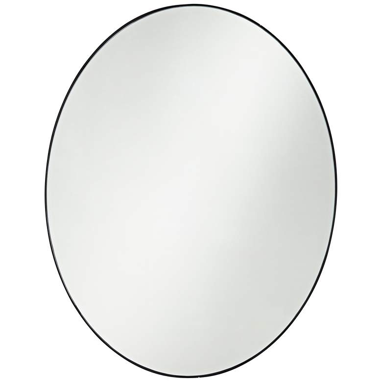 Image 2 Aryn Matte Black Metal 23 1/2" x 30" Oval Wall Mirror