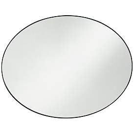 Image4 of Aryn Matte Black Metal 23 1/2" x 30" Oval Wall Mirror more views