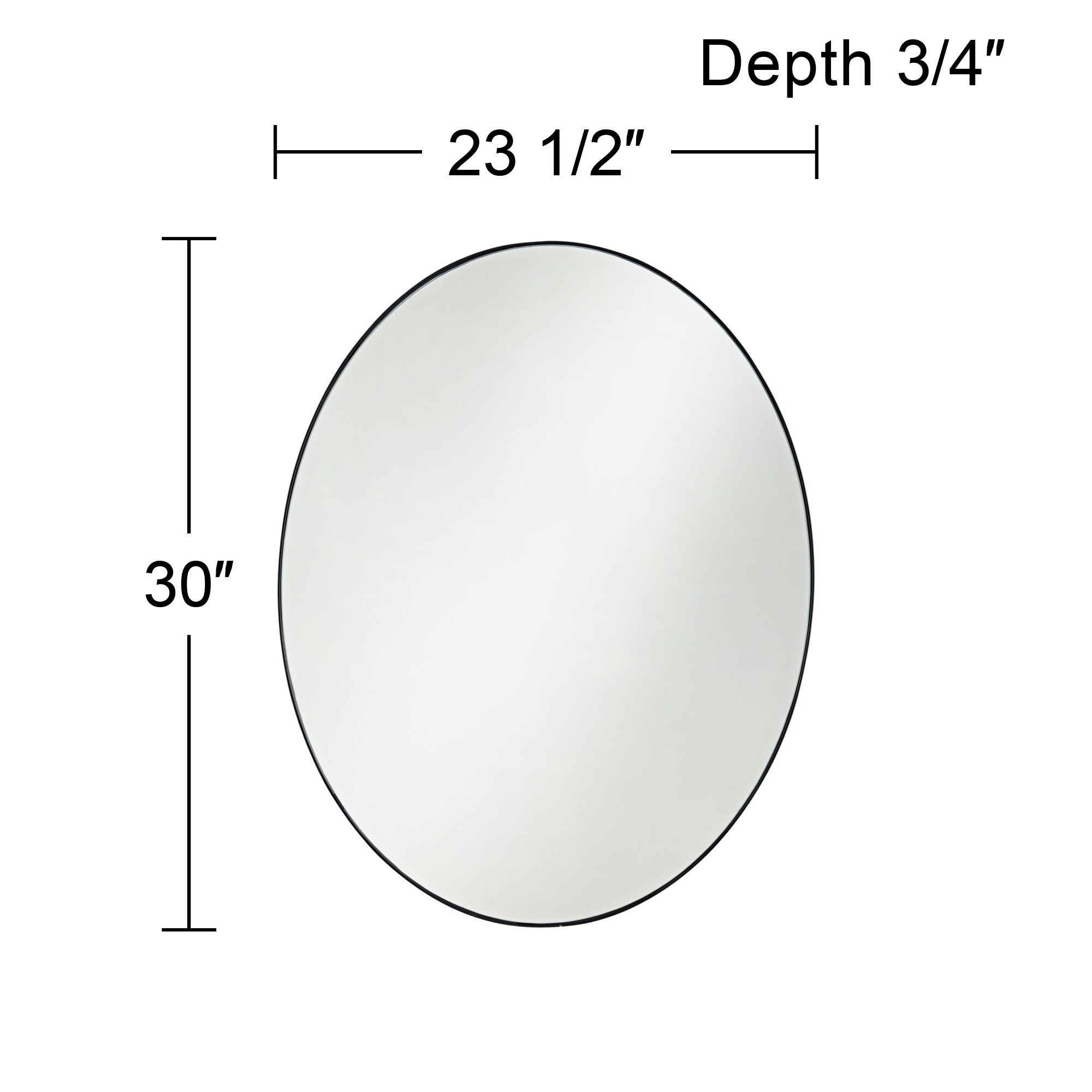 Image 6 Aryn Matte Black Metal 23 1/2" x 30" Oval Wall Mirror more views