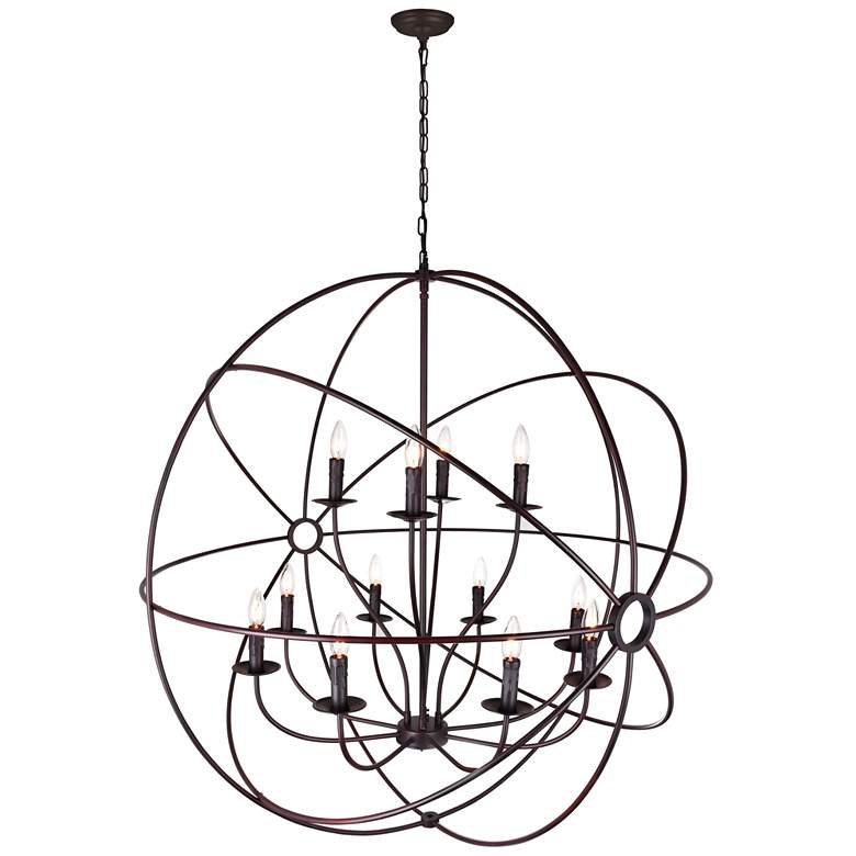 Image 1 Arza 12 Light Up Chandelier With Brown Finish