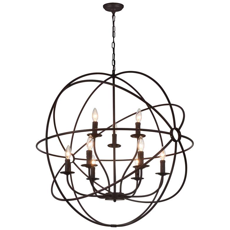 Image 1 Arza 9 Light Up Chandelier With Brown Finish