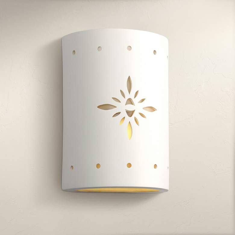 Image 1 Asavva 10 1/2"H White Bisque Starburst Outdoor Wall Light