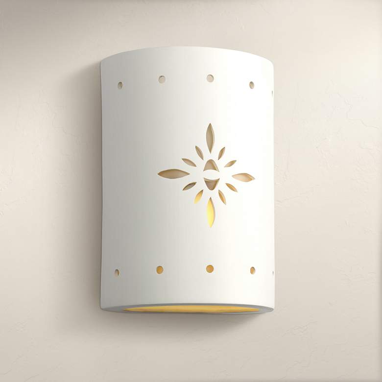 Image 1 Asavva 10 1/2 inchH White Bisque Starburst Outdoor Wall Light