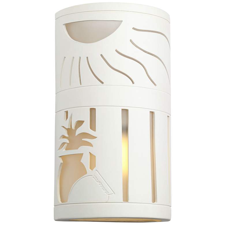 Image 2 Asavva 13 inch High White Bisque LED Outdoor Wall Light