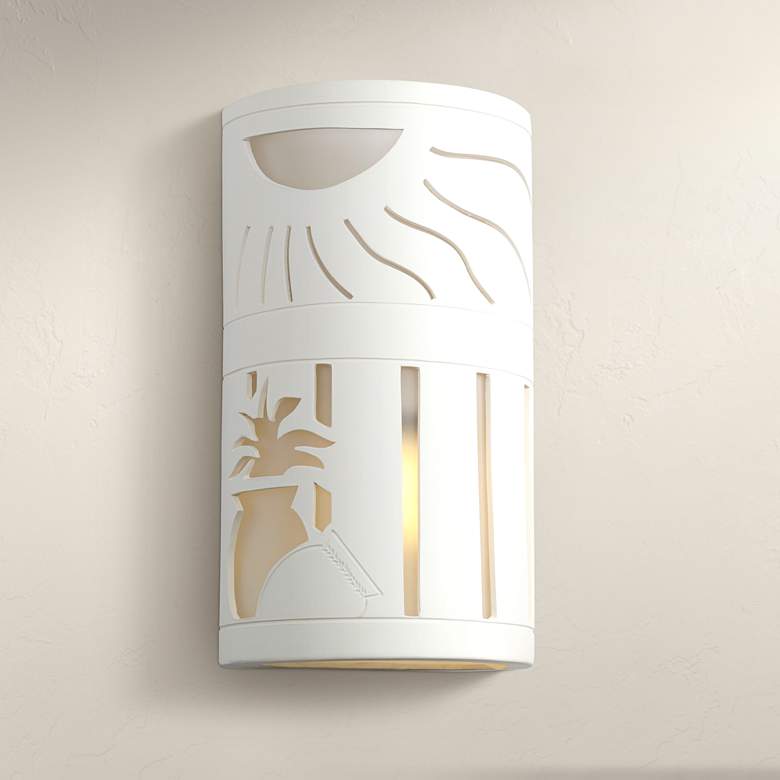 Image 1 Asavva 13" High White Bisque LED Outdoor Wall Light