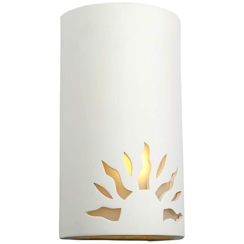 Image 2 Asavva 13" High White Bisque Sun LED Outdoor Wall Light