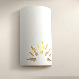 Image1 of Asavva 13" High White Bisque Sun LED Outdoor Wall Light