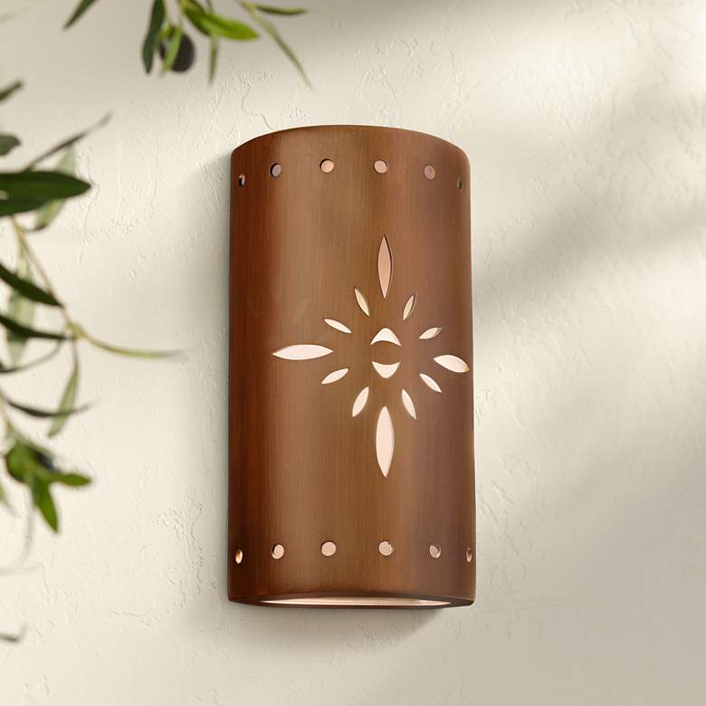 Image 1 Asavva 17" High Rubbed Copper Ceramic LED Outdoor Wall Light
