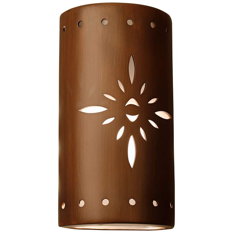 Asavva 17&quot; High Rubbed Copper Ceramic Outdoor Wall Light