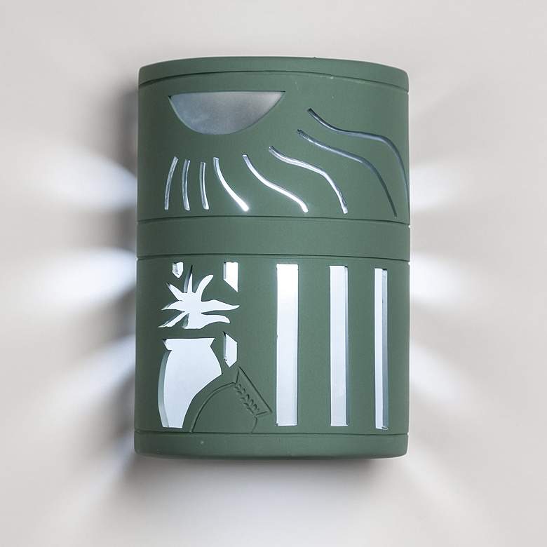 Image 1 asawa-10.5-inch-high-ceramic-sage-up/down-led-outdoor-wall-light