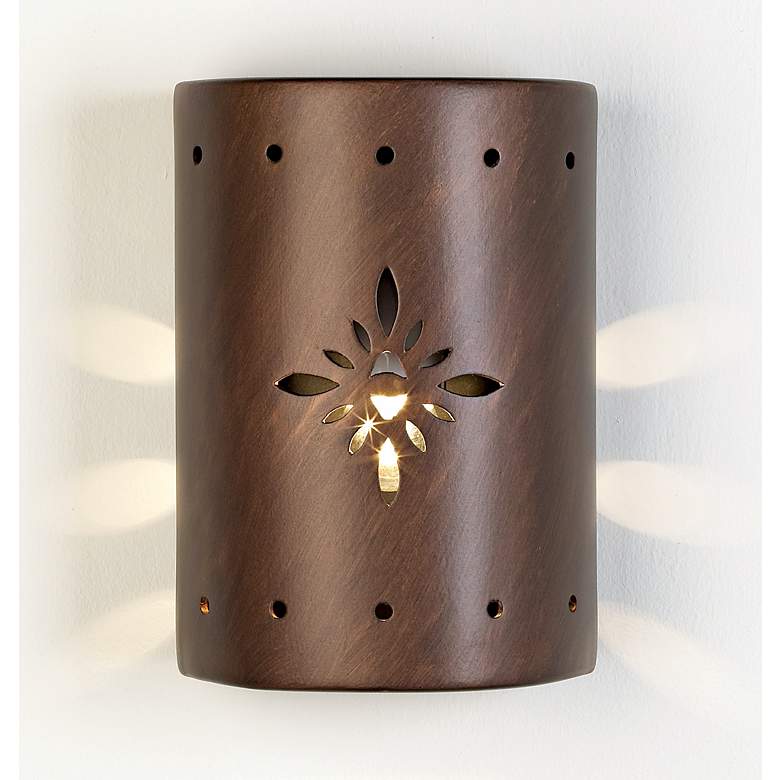 Image 2 Asawa 10 1/2" High Copper Starburst LED Outdoor Wall Light