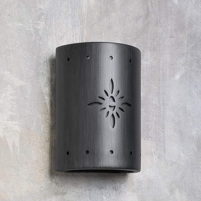 Image 1 Asawa 10 1/2 inch High Pewter Starburst LED Outdoor Wall Light