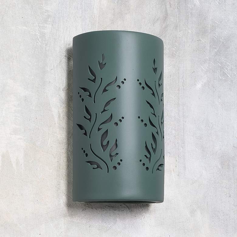 Image 1 Asawa 13" High Sage Paint Vine Cutout LED Outdoor Wall Light
