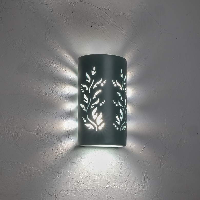 Image 3 Asawa 13" High Sage Paint Vine Cutout LED Outdoor Wall Light more views