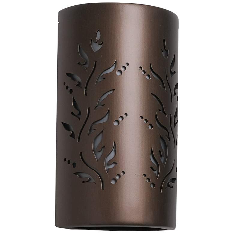 Image 2 Asawa 13 inchH Rubbed Bronze Vine Cutout LED Outdoor Wall Light