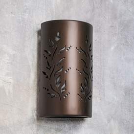 Image1 of Asawa 13"H Rubbed Bronze Vine Cutout LED Outdoor Wall Light