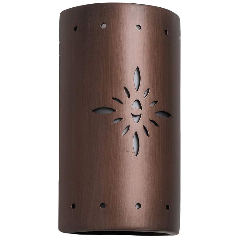 Image 2 Asawa 13"H Rubbed Copper Starburst LED Outdoor Wall Light
