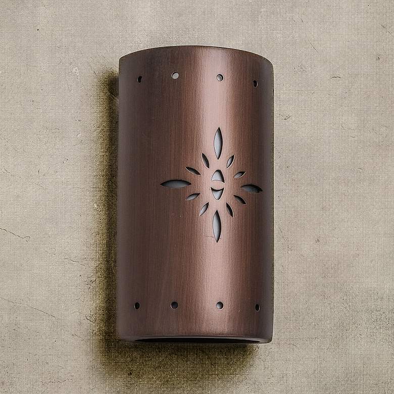 Image 1 Asawa 13"H Rubbed Copper Starburst LED Outdoor Wall Light