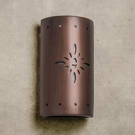 Image1 of Asawa 13"H Rubbed Copper Starburst LED Outdoor Wall Light