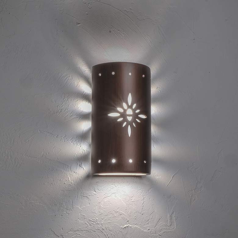 Image 3 Asawa 13"H Rubbed Copper Starburst LED Outdoor Wall Light more views