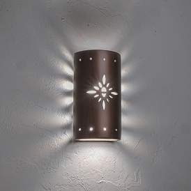 Image3 of Asawa 13"H Rubbed Copper Starburst LED Outdoor Wall Light more views