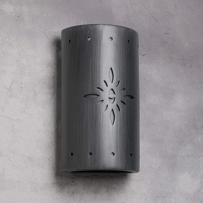 Image 1 Asawa 13"H Rubbed Pewter Starburst LED Outdoor Wall Light