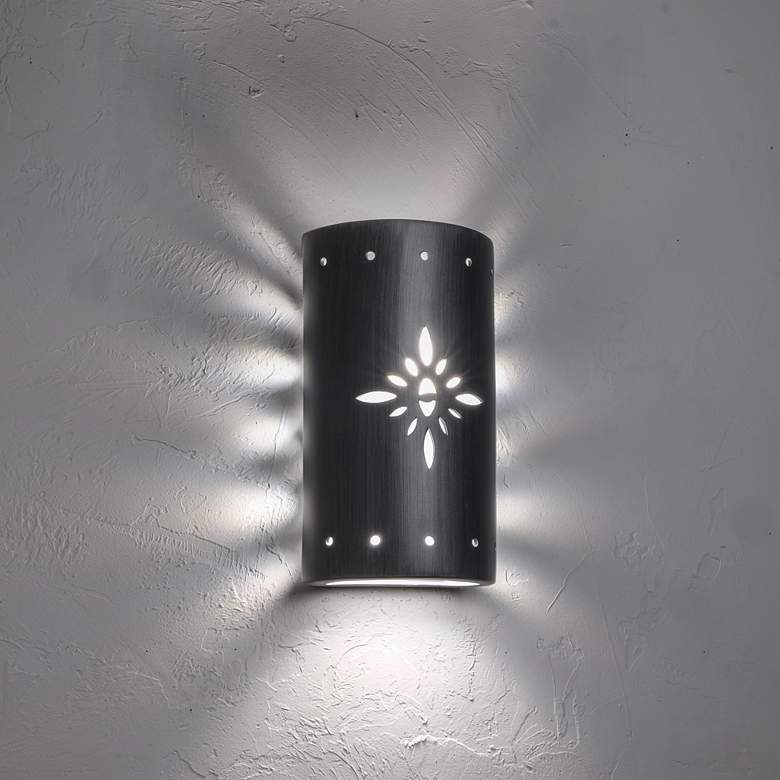 Image 3 Asawa 13 inchH Rubbed Pewter Starburst LED Outdoor Wall Light more views