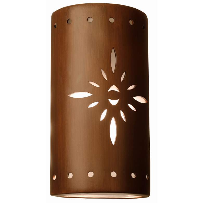 Image 1 Asawa-17-Inch-High-Ceramic-Copper-Row-Of-Holes-Center-Starburst-Up/Down-LED