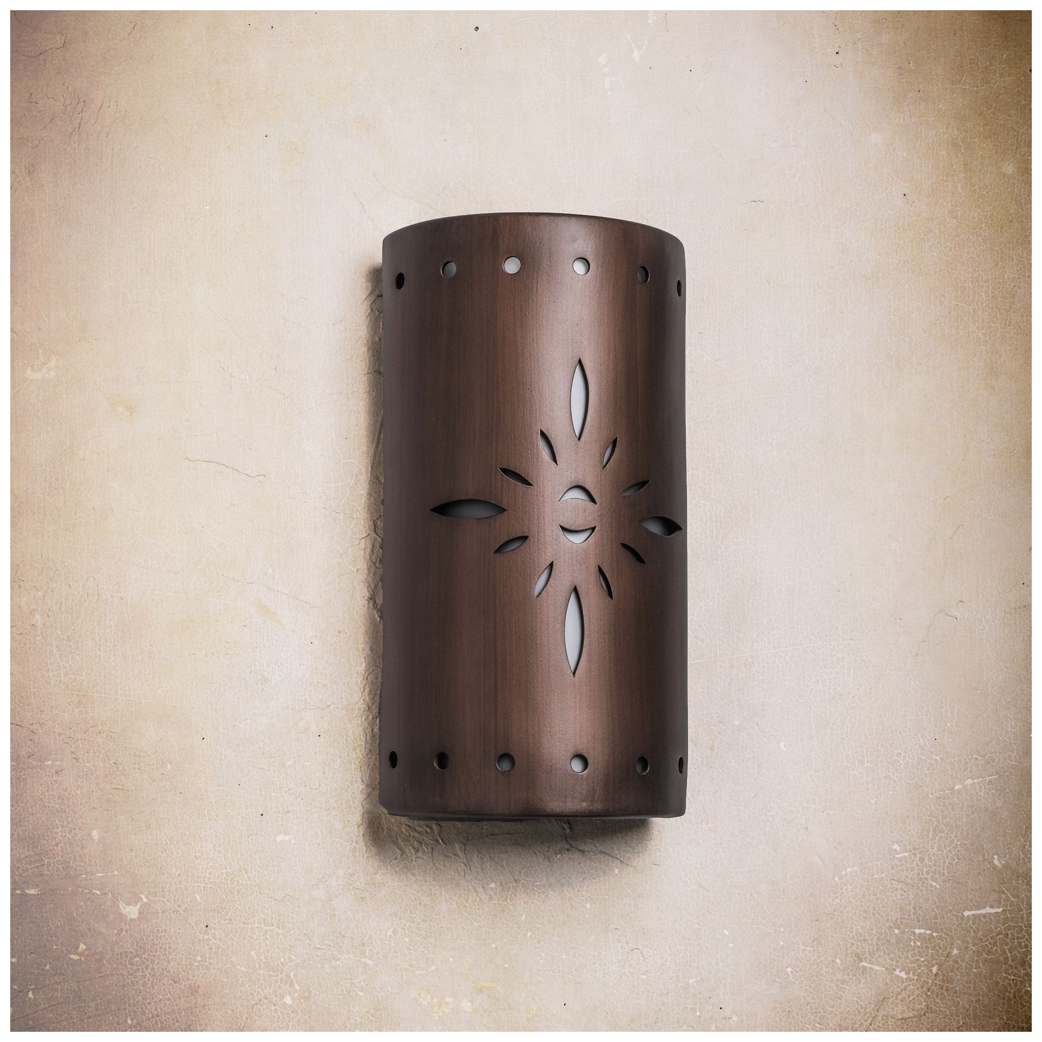 Image 3 Asawa-17-Inch-High-Ceramic-Copper-Row-Of-Holes-Center-Starburst-Up/Down-LED more views