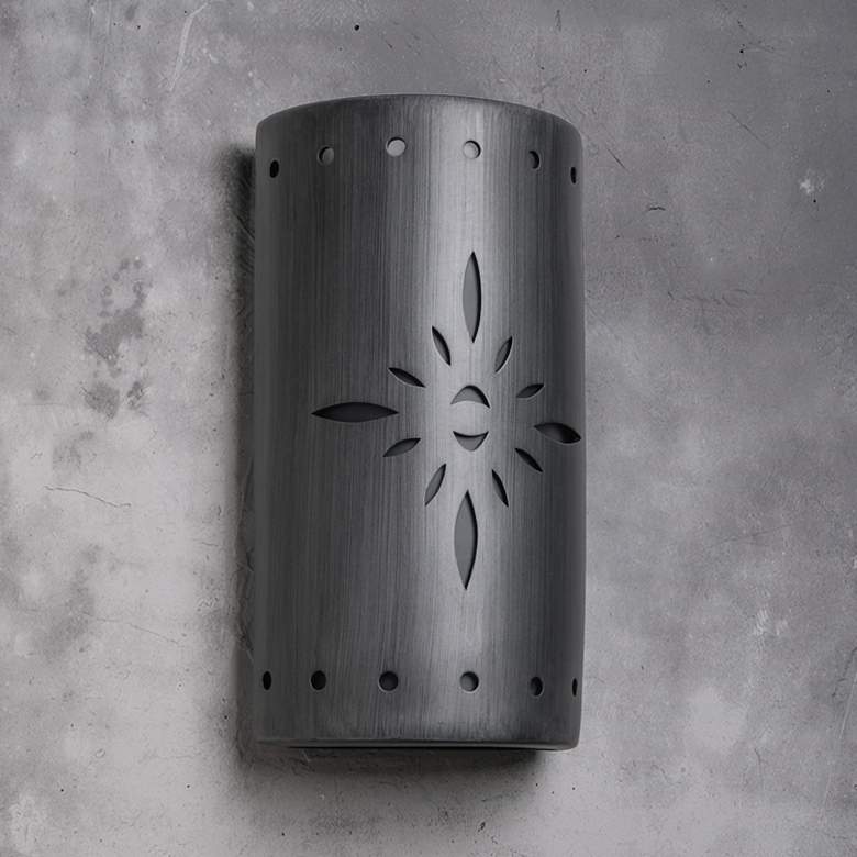 Image 1 Asawa 17"H Rubbed Pewter Starburst LED Outdoor Wall Light