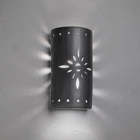 Image3 of Asawa 17"H Rubbed Pewter Starburst LED Outdoor Wall Light more views