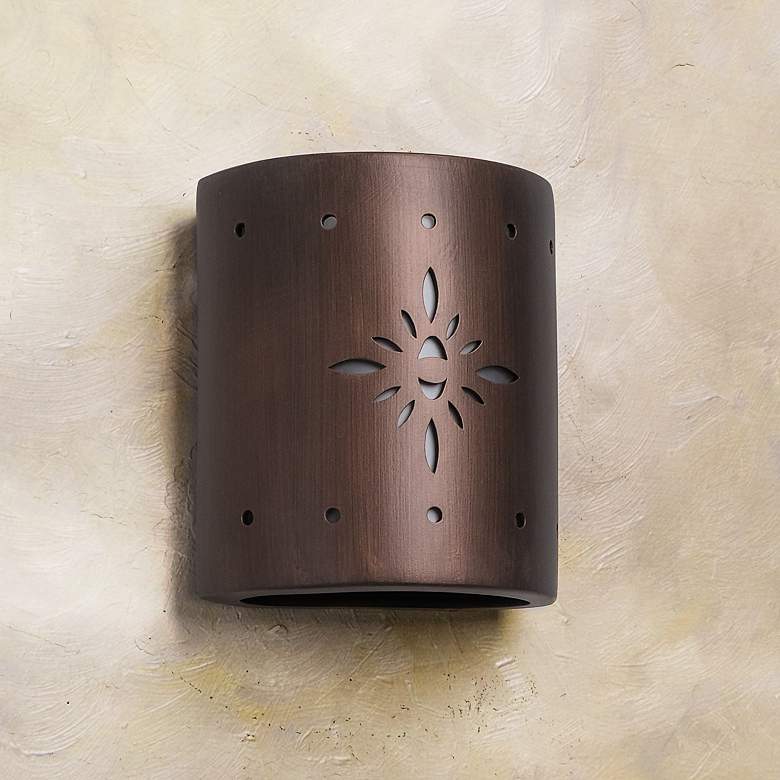 Image 1 Asawa 8 1/2"H Rubbed Copper Starburst LED Outdoor Wall Light