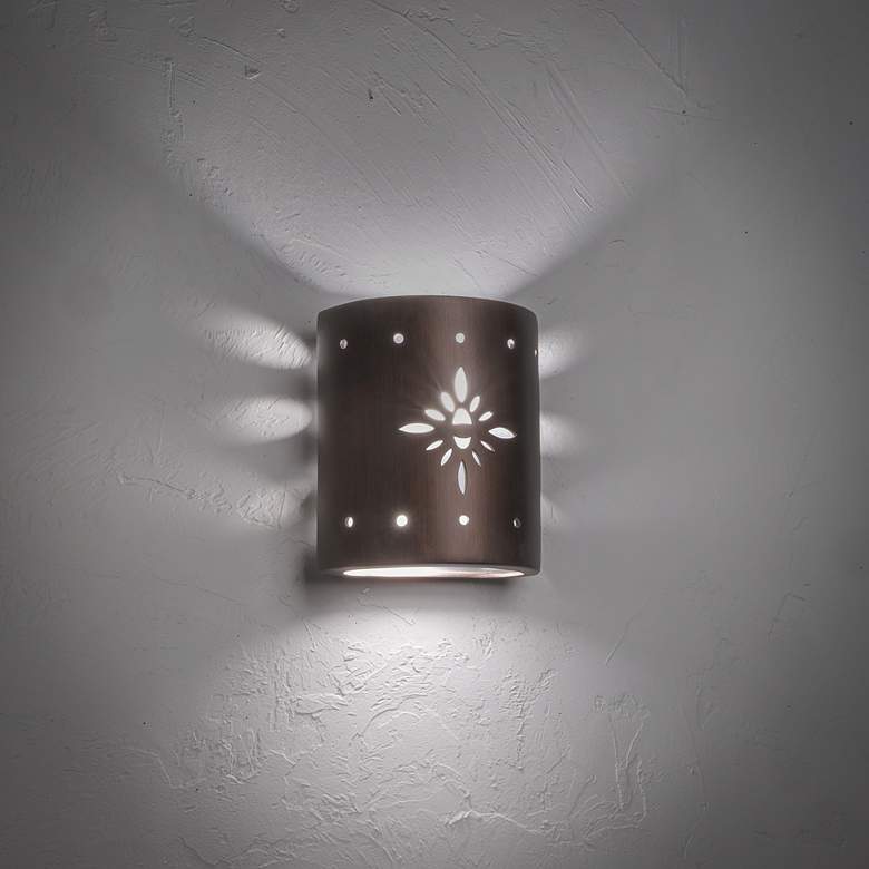 Image 3 Asawa 8 1/2"H Rubbed Copper Starburst LED Outdoor Wall Light more views