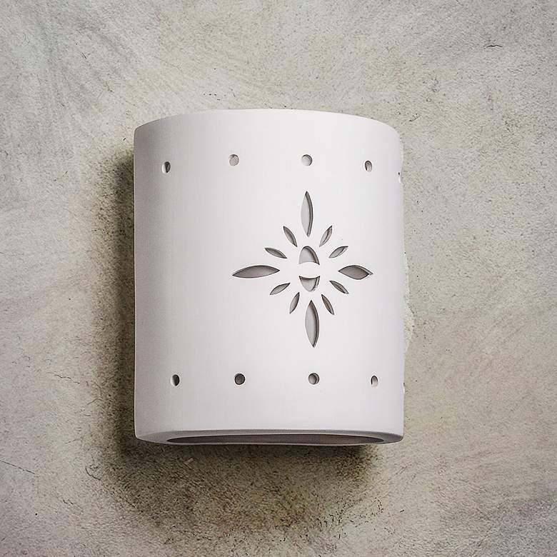 Image 1 Asawa 8 1/2 inchH White Bisque Starburst LED Outdoor Wall Light