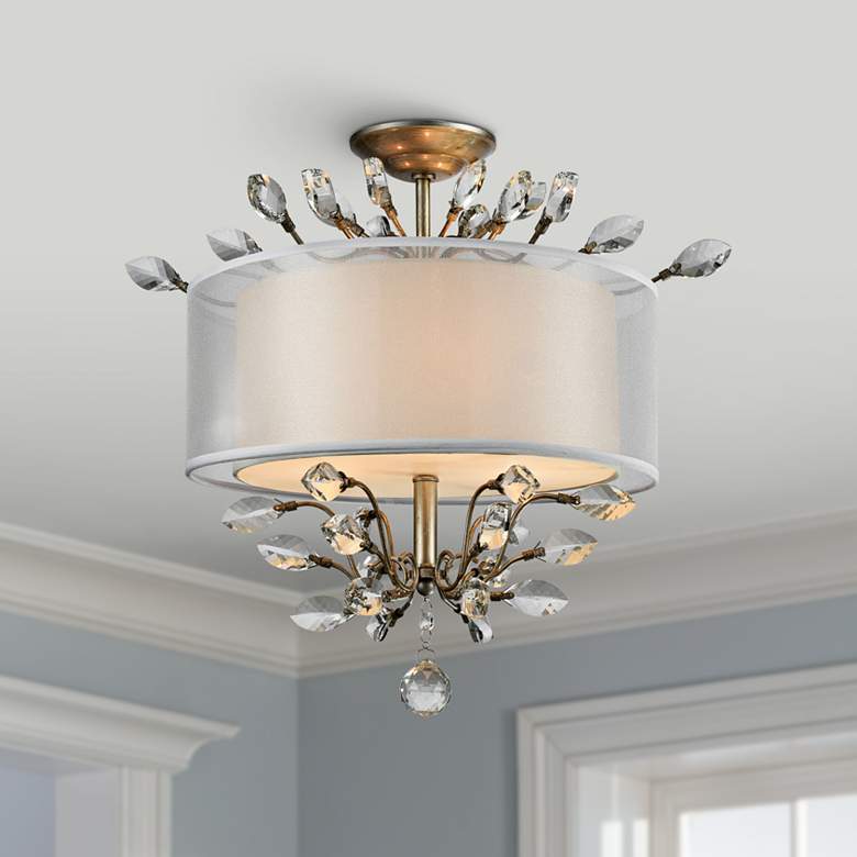 Image 1 Asbury 19" Wide Aged Silver 3-Light Ceiling Light