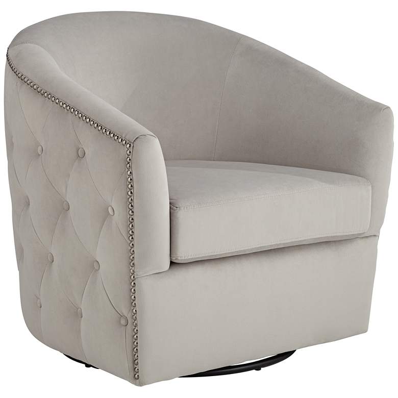 Image 1 Ascher Light Gray Tufted Swivel Accent Chair