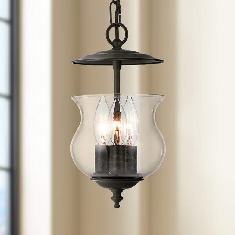 Image 1 Ascott 6 1/2 inchW English Bronze 3-Light Mini Lantern Pendant