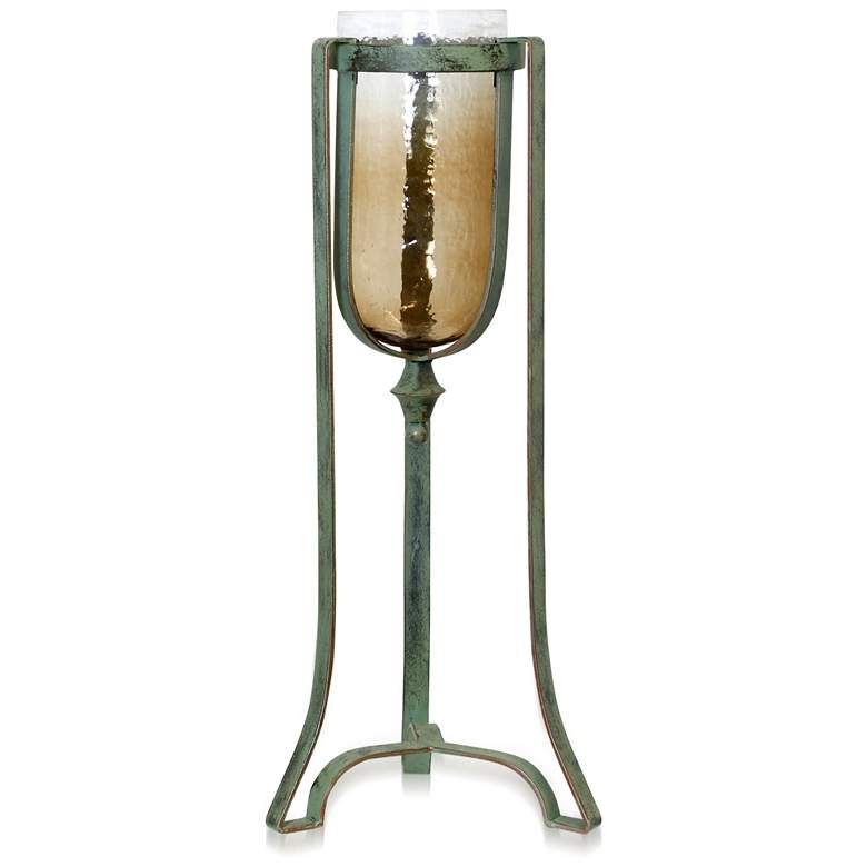 Image 1 Asha Iron Metal & Colored Glass 1 Light Candle Holder Stand Small