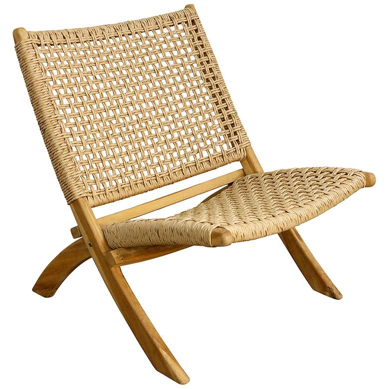 Image 1 Asha Natural Teak Wood Woven Folding Lounge Chair