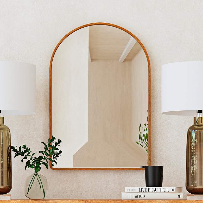 Image 2 Ashalee Natural Oak 24" x 35" Arched Top Wall Mirror