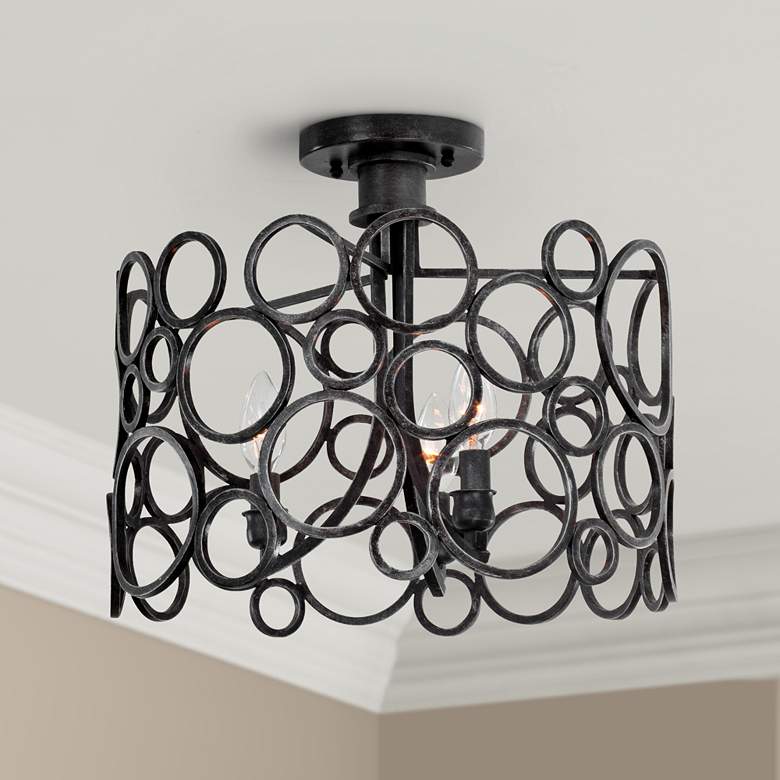 Image 1 Ashbourne 16 1/4" Wide Vintage Iron Ceiling Light