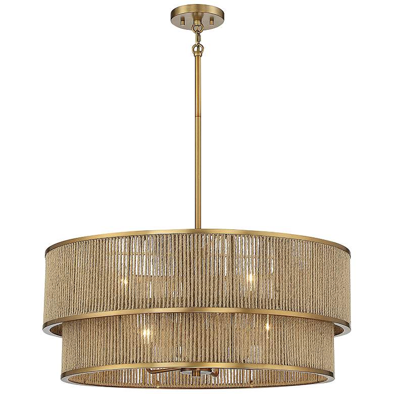 Image 3 Ashburn 28 inch Wide Warm Brass Rope 6-Light Chandelier more views