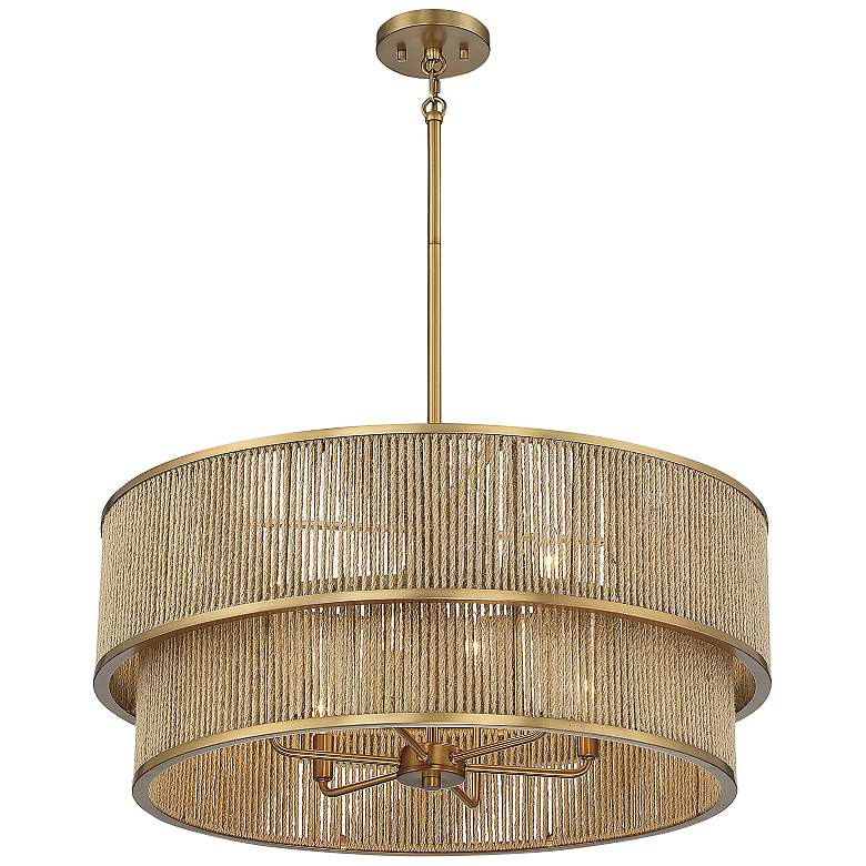 Image 4 Ashburn 28 inch Wide Warm Brass Rope 6-Light Chandelier more views