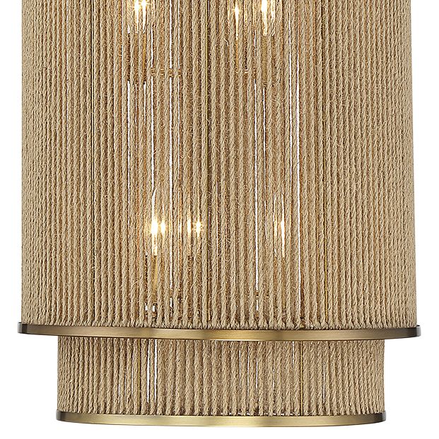 Image 2 Ashburn 6-Light Pendant in Warm Brass and Rope more views