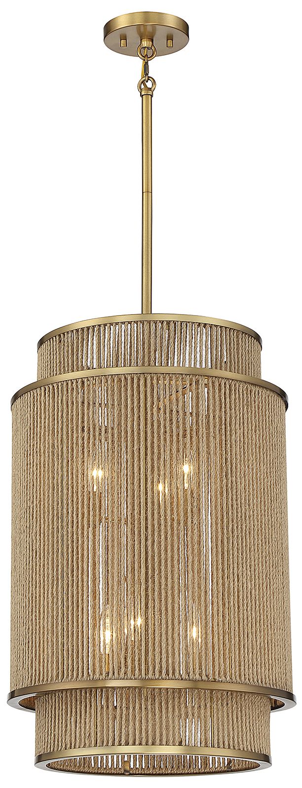 Image 3 Ashburn 6-Light Pendant in Warm Brass and Rope more views