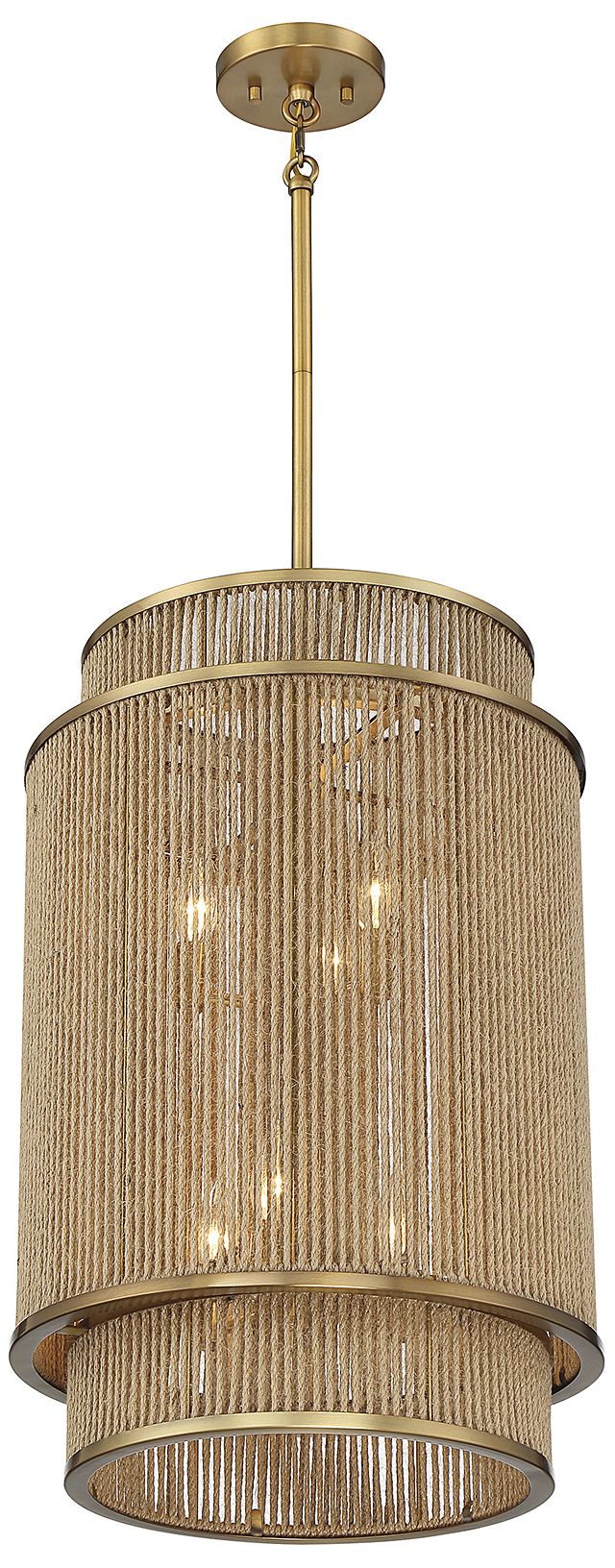 Image 4 Ashburn 6-Light Pendant in Warm Brass and Rope more views