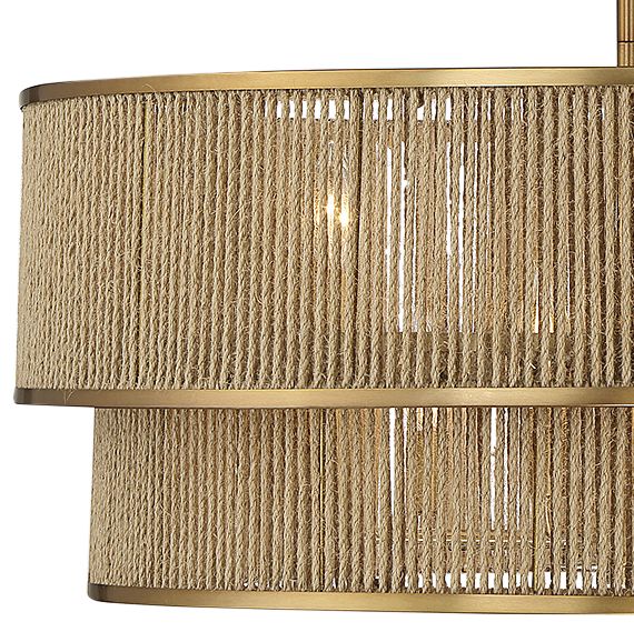 Image 2 Ashburn 6-Light Pendant in Warm Brass and Rope more views