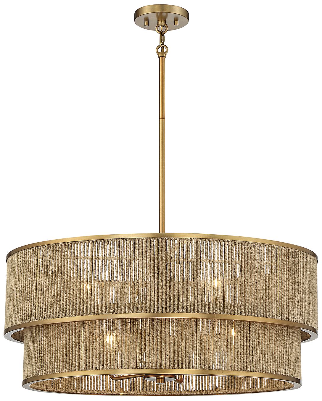 Image 3 Ashburn 6-Light Pendant in Warm Brass and Rope more views